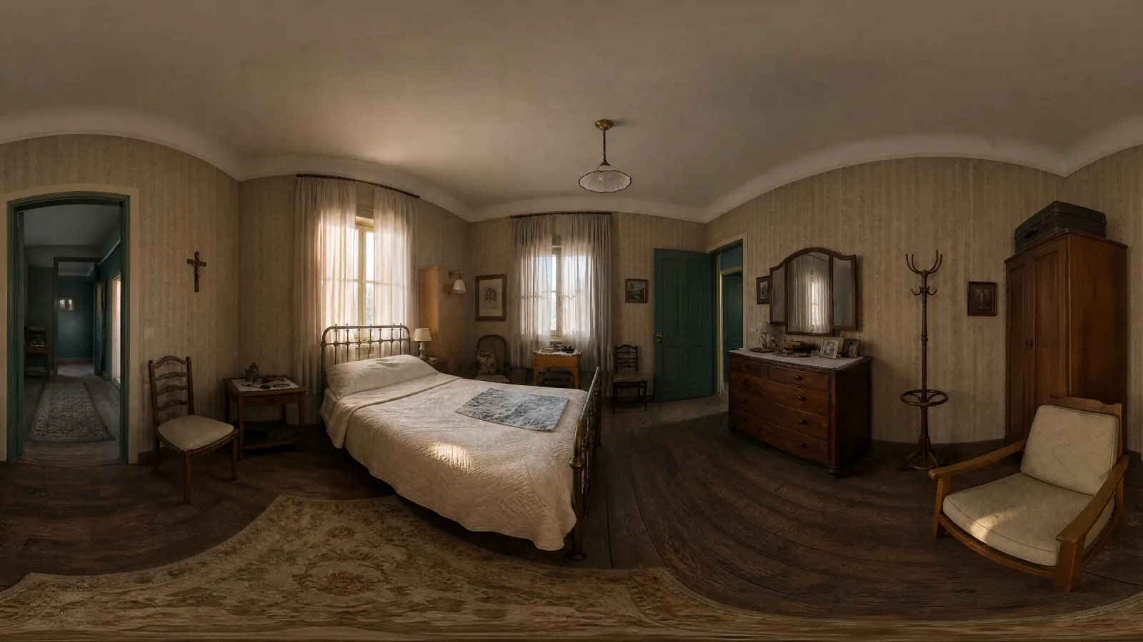 Panoramic bedroom location reference