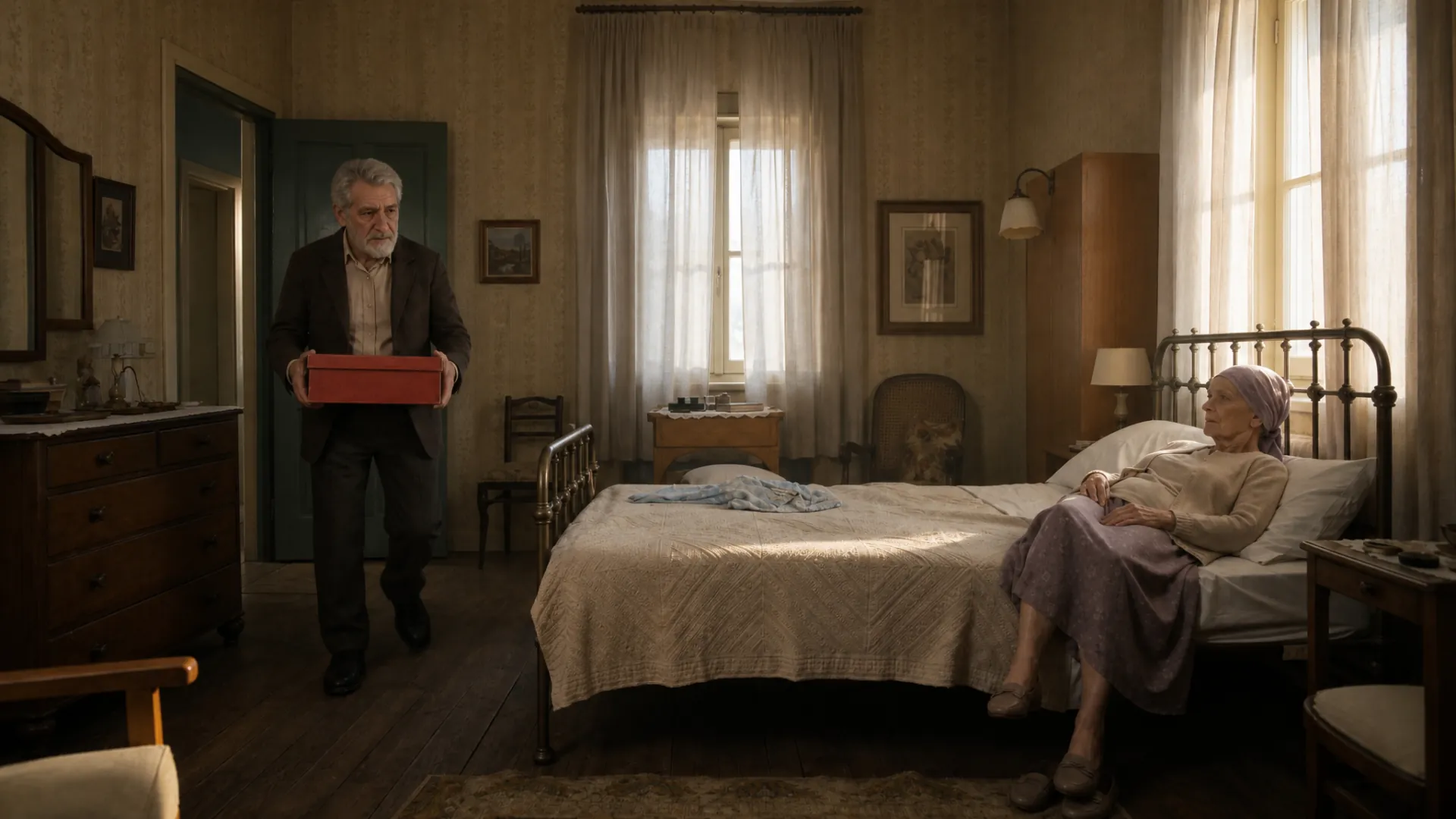 Finished scene staged inside the same bedroom location